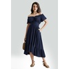image:imageScarlet Darkness Off Shoulder Flutter Sleeve Renaissance Peasant Midi DressNavy