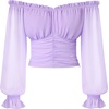 image:imageScarlet Darkness Off The Shoulder Tops for Women Crop Long Sleeve BlousesLight Purple