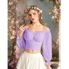 image:imageScarlet Darkness Off The Shoulder Tops for Women Crop Long Sleeve BlousesLight Purple