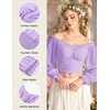 image:imageScarlet Darkness Off The Shoulder Tops for Women Crop Long Sleeve BlousesLight Purple