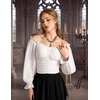 image:imageScarlet Darkness Off The Shoulder Tops for Women Crop Long Sleeve BlousesWhite