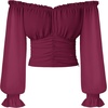 image:imageScarlet Darkness Off The Shoulder Tops for Women Crop Long Sleeve BlousesWine
