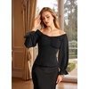 image:imageScarlet Darkness Peasant Blouses for Women Chiffon Off Shoulder Fall TopsBlack