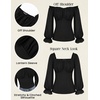 image:imageScarlet Darkness Peasant Blouses for Women Chiffon Off Shoulder Fall TopsBlack