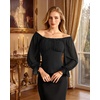 image:imageScarlet Darkness Peasant Blouses for Women Chiffon Off Shoulder Fall TopsBlack