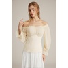 image:imageScarlet Darkness Peasant Blouses for Women Chiffon Off Shoulder Fall TopsCream