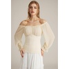 image:imageScarlet Darkness Peasant Blouses for Women Chiffon Off Shoulder Fall TopsCream