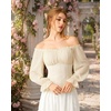 image:imageScarlet Darkness Peasant Blouses for Women Chiffon Off Shoulder Fall TopsCream