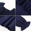 image:imageScarlet Darkness Peasant Blouses for Women Chiffon Off Shoulder Fall TopsDark Blue
