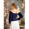 image:imageScarlet Darkness Peasant Blouses for Women Chiffon Off Shoulder Fall TopsDark Blue