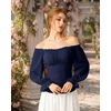 image:imageScarlet Darkness Peasant Blouses for Women Chiffon Off Shoulder Fall TopsDark Blue