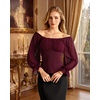 image:imageScarlet Darkness Peasant Blouses for Women Chiffon Off Shoulder Fall TopsDark Wine