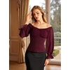 image:imageScarlet Darkness Peasant Blouses for Women Chiffon Off Shoulder Fall TopsDark Wine
