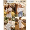 image:imageScarlet Darkness Peasant Blouses for Women Chiffon Off Shoulder Fall TopsIvory White