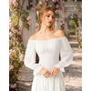 image:imageScarlet Darkness Peasant Blouses for Women Chiffon Off Shoulder Fall TopsIvory White