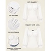 image:imageScarlet Darkness Peasant Blouses for Women Chiffon Off Shoulder Fall TopsIvory White