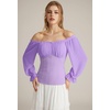 image:imageScarlet Darkness Peasant Blouses for Women Chiffon Off Shoulder Fall TopsLight Purple