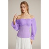 image:imageScarlet Darkness Peasant Blouses for Women Chiffon Off Shoulder Fall TopsLight Purple
