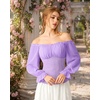 image:imageScarlet Darkness Peasant Blouses for Women Chiffon Off Shoulder Fall TopsLight Purple