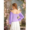 image:imageScarlet Darkness Peasant Blouses for Women Chiffon Off Shoulder Fall TopsLight Purple