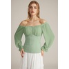 image:imageScarlet Darkness Peasant Blouses for Women Chiffon Off Shoulder Fall TopsSage Green