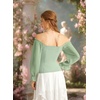image:imageScarlet Darkness Peasant Blouses for Women Chiffon Off Shoulder Fall TopsSage Green