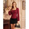 image:imageScarlet Darkness Peasant Blouses for Women Long Sleeve Renaissance ShirtsRed