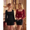 image:imageScarlet Darkness Peasant Blouses for Women Long Sleeve Renaissance ShirtsRed