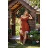 image:imageScarlet Darkness Renaissance Corset Dress Off Shoulder Chiffon SundressBrown Orange