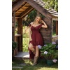 image:imageScarlet Darkness Renaissance Corset Dress Off Shoulder Chiffon SundressWine Red