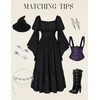 image:imageScarlet Darkness Renaissance Costume Women Bell Sleeve Medieval Dress MaxiBlack