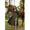 image:imageScarlet Darkness Renaissance Costume Women Pirate Medieval Maxi DressOlive Green
