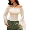 image:imageScarlet Darkness Renaissance Shirt Women Bell Sleeve Off the Shoulder TopBeige