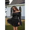 image:imageScarlet Darkness Renaissance Shirt Women Bell Sleeve Off the Shoulder TopBlack