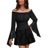 image:imageScarlet Darkness Renaissance Shirt Women Bell Sleeve Off the Shoulder TopBlack