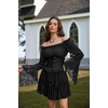 image:imageScarlet Darkness Renaissance Shirt Women Bell Sleeve Off the Shoulder TopBlack