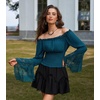 image:imageScarlet Darkness Renaissance Shirt Women Bell Sleeve Off the Shoulder TopBlue