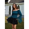 image:imageScarlet Darkness Renaissance Shirt Women Bell Sleeve Off the Shoulder TopBlue