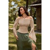 image:imageScarlet Darkness Renaissance Shirt Women Bell Sleeve Off the Shoulder TopKhaki