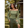 image:imageScarlet Darkness Renaissance Shirt Women Bell Sleeve Off the Shoulder TopLight Green