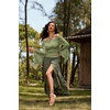 image:imageScarlet Darkness Renaissance Shirt Women Bell Sleeve Off the Shoulder TopLight Green