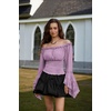 image:imageScarlet Darkness Renaissance Shirt Women Bell Sleeve Off the Shoulder TopPurple