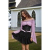image:imageScarlet Darkness Renaissance Shirt Women Bell Sleeve Off the Shoulder TopPurple