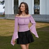 image:imageScarlet Darkness Renaissance Shirt Women Bell Sleeve Off the Shoulder TopPurple