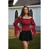 image:imageScarlet Darkness Renaissance Shirt Women Bell Sleeve Off the Shoulder TopRed