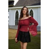 image:imageScarlet Darkness Renaissance Shirt Women Bell Sleeve Off the Shoulder TopRed