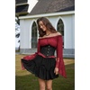 image:imageScarlet Darkness Renaissance Shirt Women Bell Sleeve Off the Shoulder TopRed