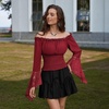 image:imageScarlet Darkness Renaissance Shirt Women Bell Sleeve Off the Shoulder TopRed