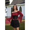 image:imageScarlet Darkness Renaissance Shirt Women Bell Sleeve Off the Shoulder TopRed