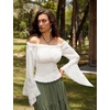 image:imageScarlet Darkness Renaissance Shirt Women Bell Sleeve Off the Shoulder TopWhite